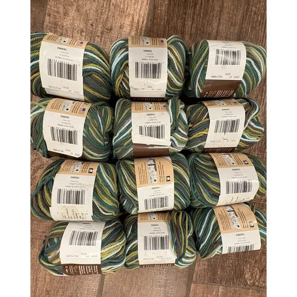 12 Pc Lily Sugar 'n Cream 100% Cotton Worsted Yarn Lot Earth Tone Skeins Crochet